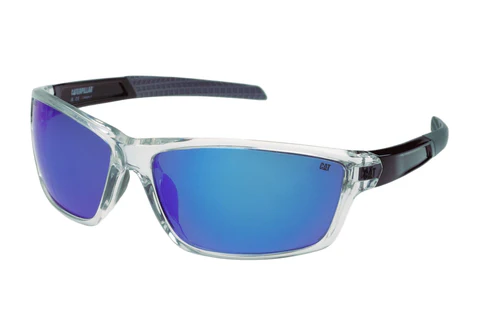 Snygg sportglas, glans klar med blå spegelglas