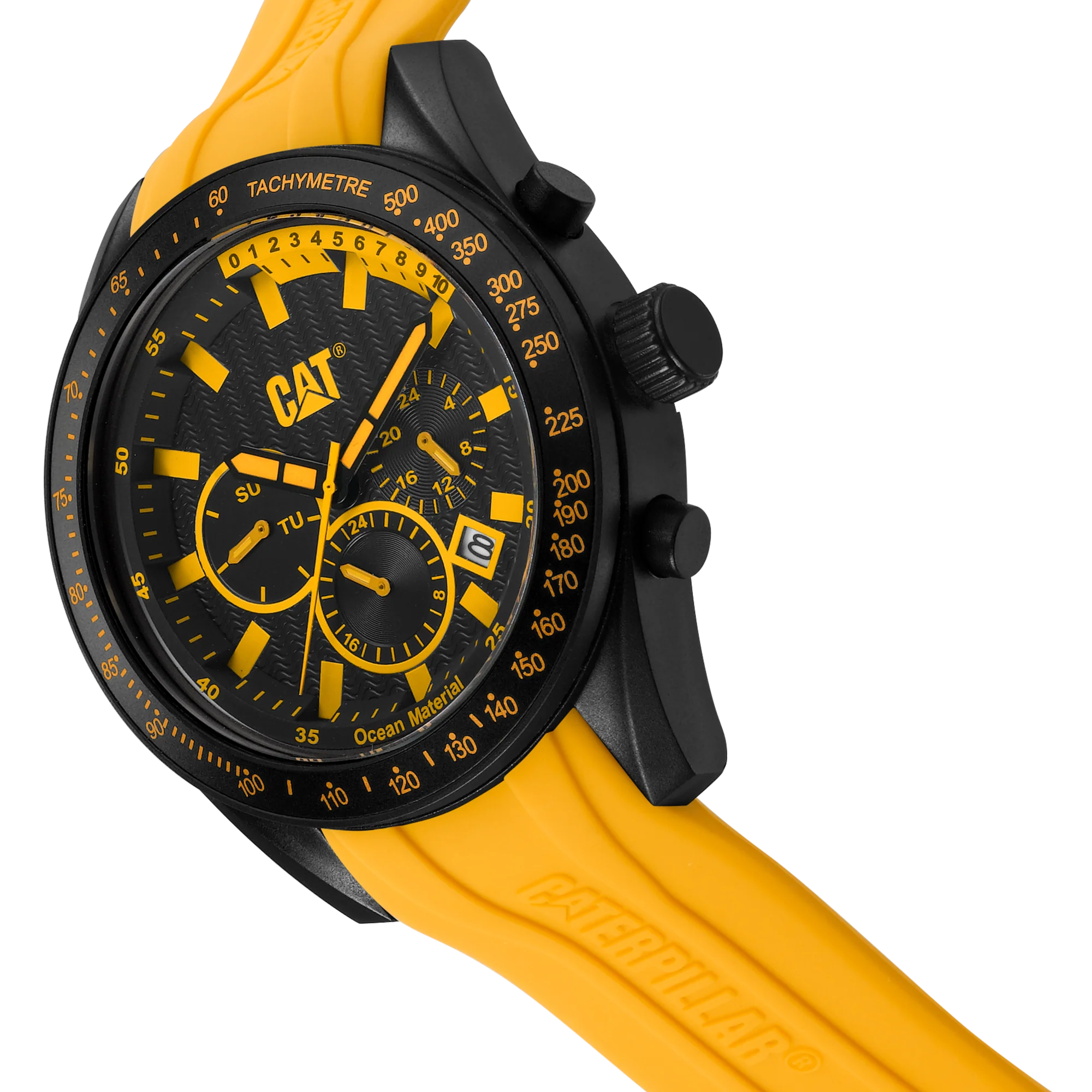 Oceania Multi Watch Svart visare med gult siliconband