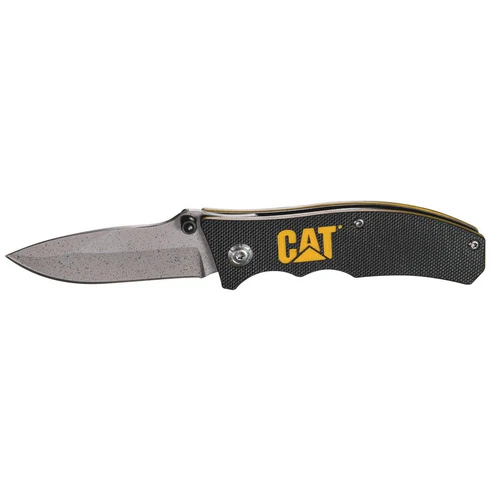 6" Drop Point-fällkniv Svart handtag Gul logotyp