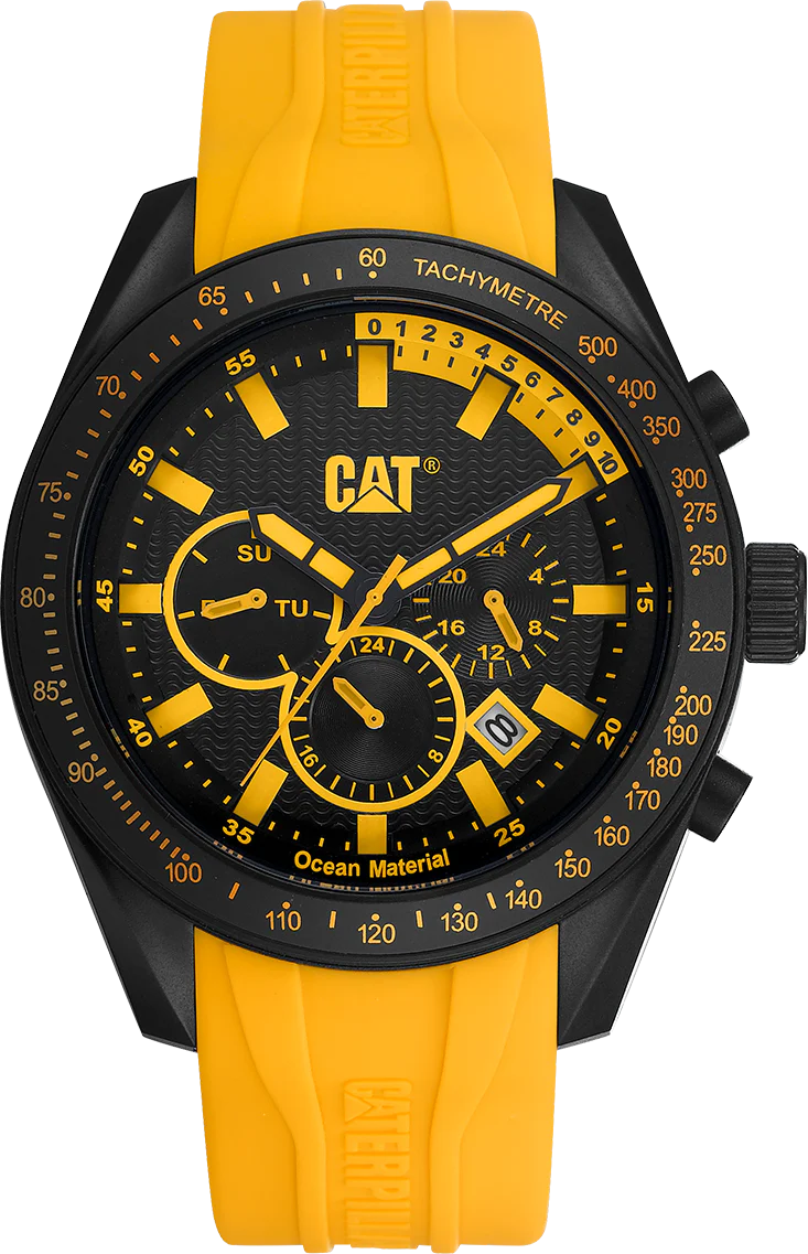 Oceania Multi Watch Svart visare med gult siliconband