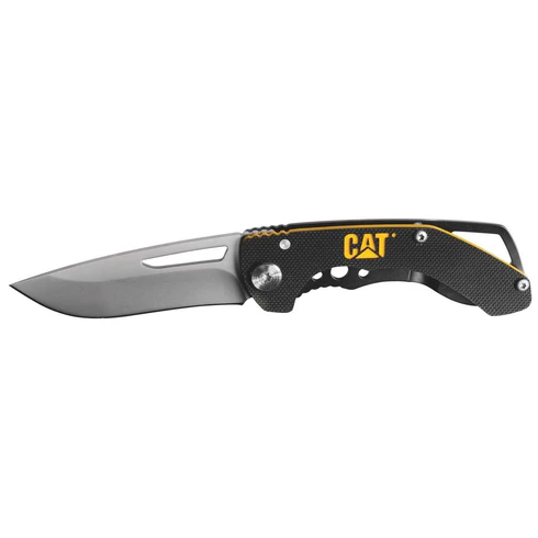 5,5" drop point-fällkniv G10 svart med gult handtag